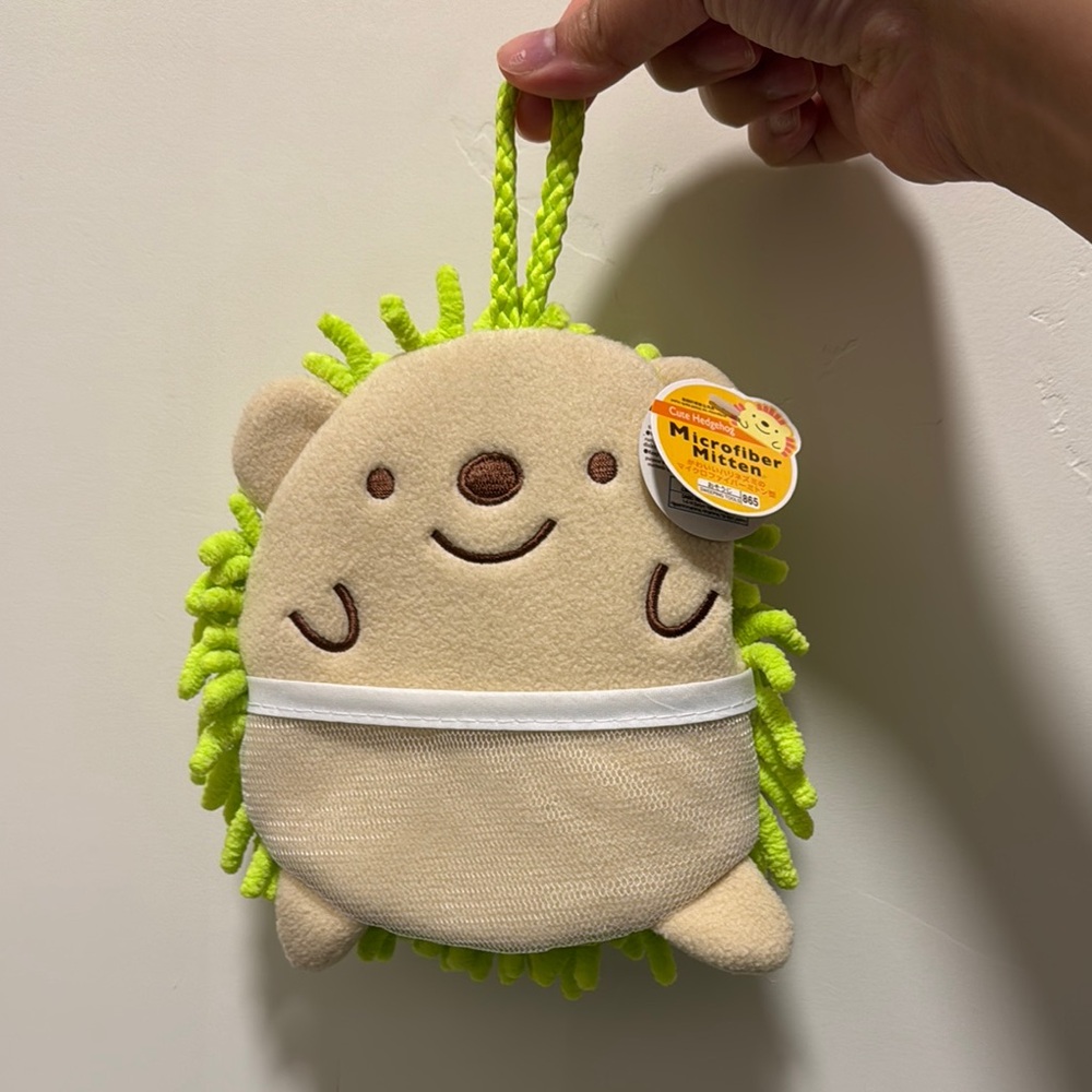 Neon Green Hedgehog Microfiber Dust Mitten